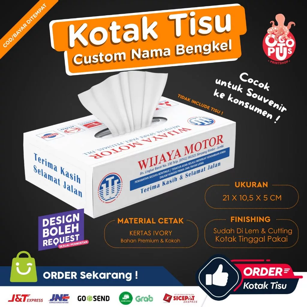 Kotak Tisu Custom Nama Bengkel